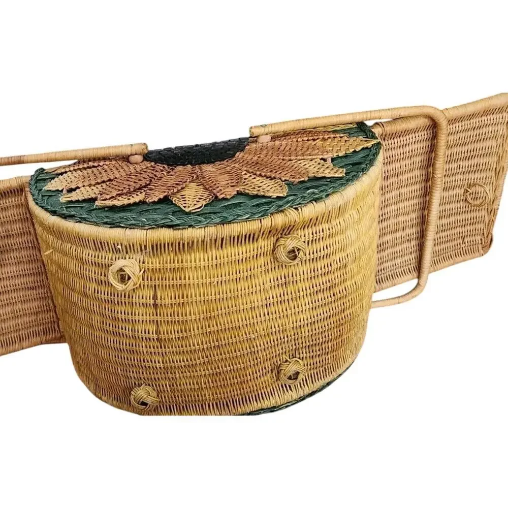 Wicker Half Round With‎ Sunflower and Handles 14.5''